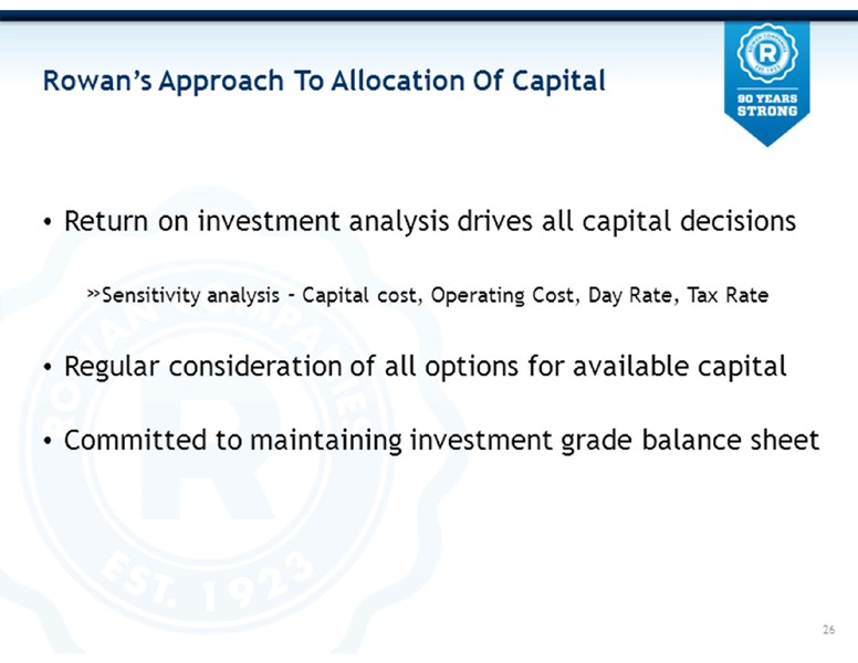 CREDIT SUISSE ENERGY SUMMIT – Rowan Companies plc – slide 26