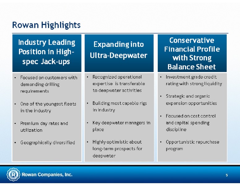 CREDIT SUISSE ENERGY SUMMIT – Rowan Companies plc – slide 5