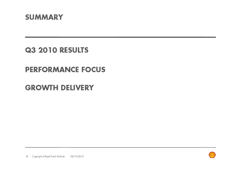 Q3 2010 Earnings Call – Shell – slide 3