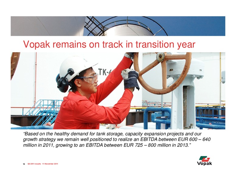 Q3 2011 Sales Trading Statement Call – Royal Vopak – slide 19