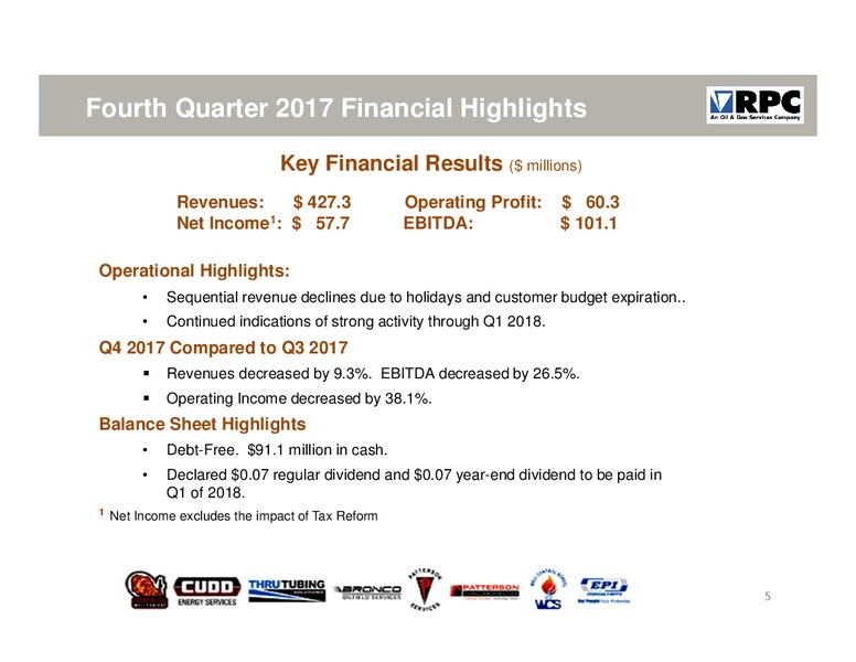 4Q 2017 Investor Update – Rpc Inc. – slide 4