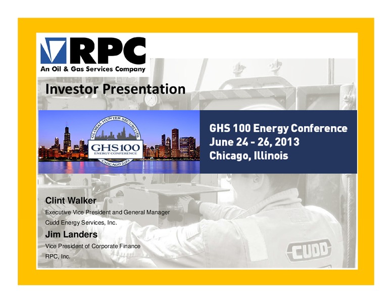 GHS 100 ENERGY CONFERENCE – Rpc Inc. – slide 1