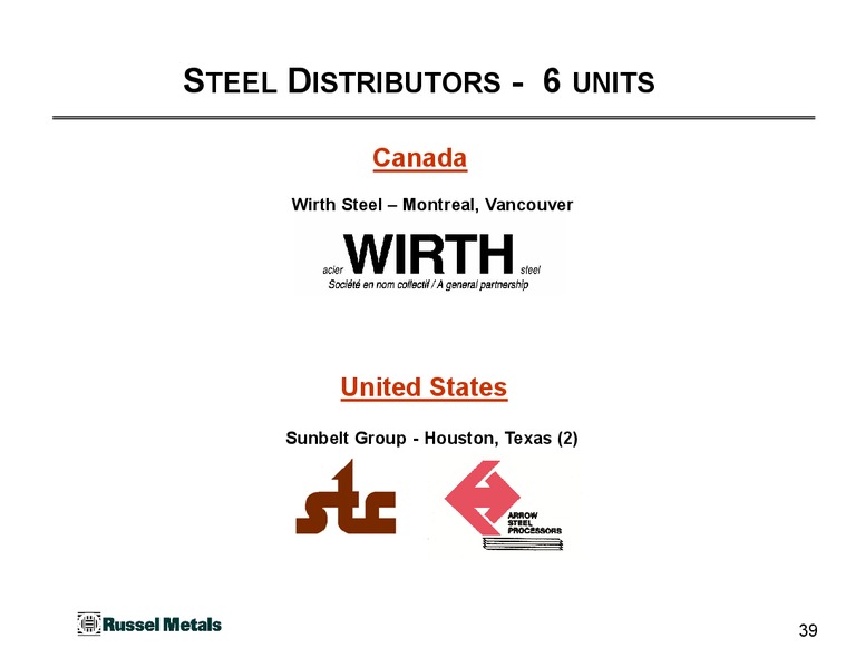 June 2015 Investor Presentation – Russel Metals Inc. – slide 39