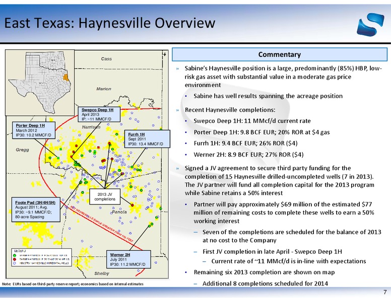 MAY 2013 COMPANY UPDATE – Sabine Oil & Gas Corp – slide 7