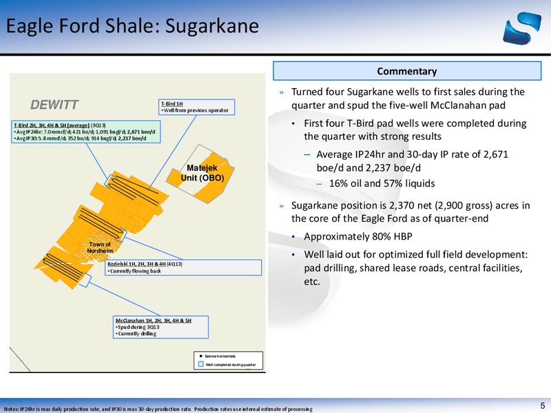 Q3 2013 EARNINGS CALL – Sabine Oil & Gas Corp – slide 5