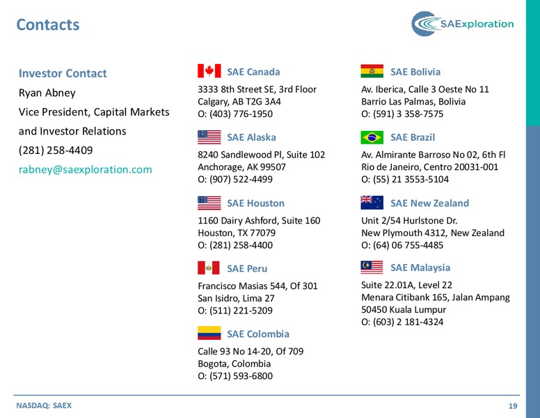 JEFFERIES GLOBAL ENERGY CONFERENCE – SaExploration – slide 18