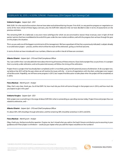 2014 Saipem SpA Earnings Call – Saipem Spa – slide 7
