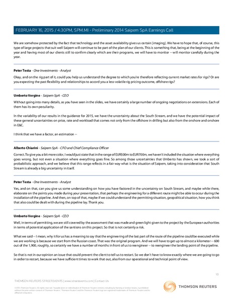 2014 Saipem SpA Earnings Call – Saipem Spa – slide 10
