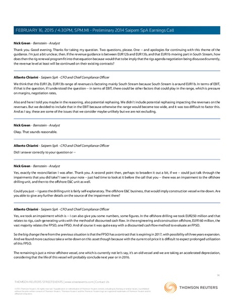 2014 Saipem SpA Earnings Call – Saipem Spa – slide 14
