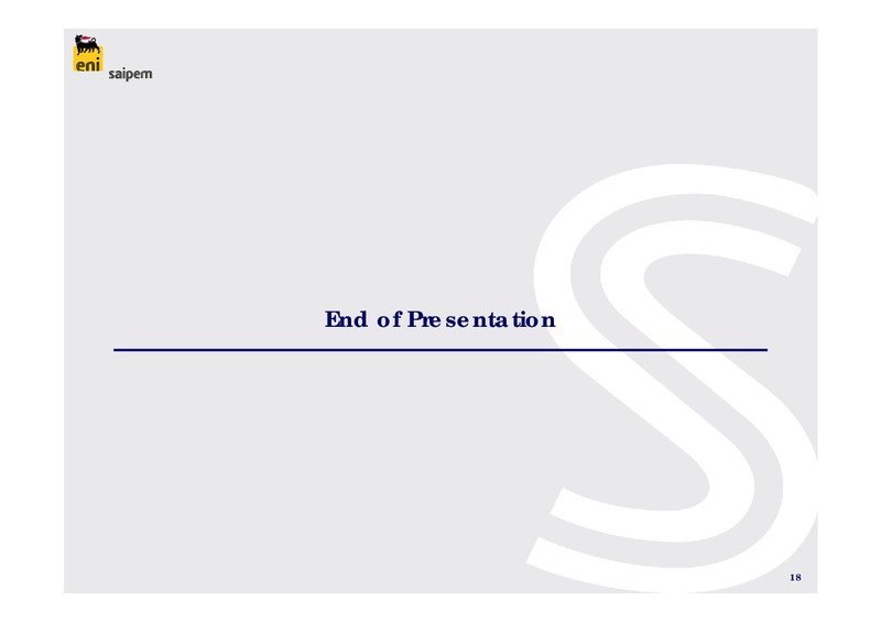 PRELIMINARY 2010 CONSOLIDATED RESULTS – Saipem Spa – slide 18