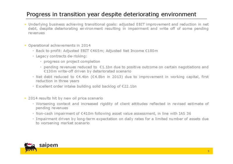 INVESTOR PRESENTATION – Saipem Spa – slide 4