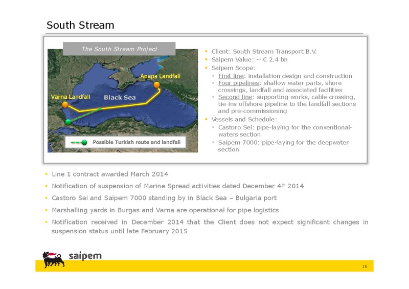 INVESTOR PRESENTATION – Saipem Spa – slide 15