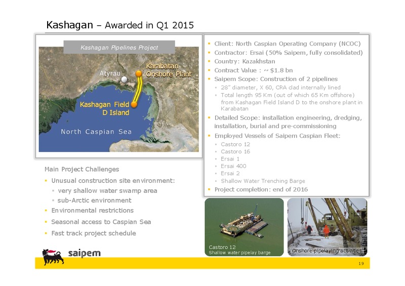 INVESTOR PRESENTATION – Saipem Spa – slide 18