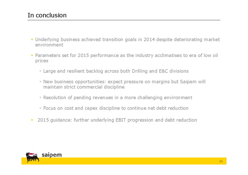 INVESTOR PRESENTATION – Saipem Spa – slide 20