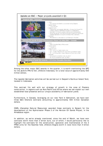 1Q 2014 Consolidated Results – Saipem Spa – slide 15