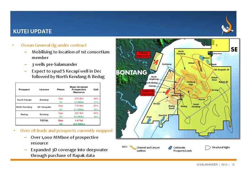 INTERIM RESULTS – Salamander Energy Plc – slide 13