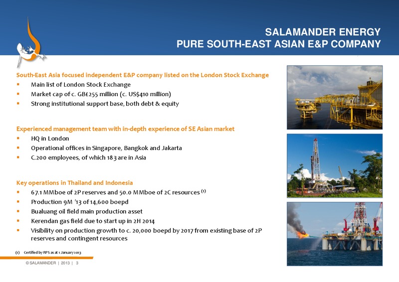 Corporate Overview – Salamander Energy Plc – slide 2