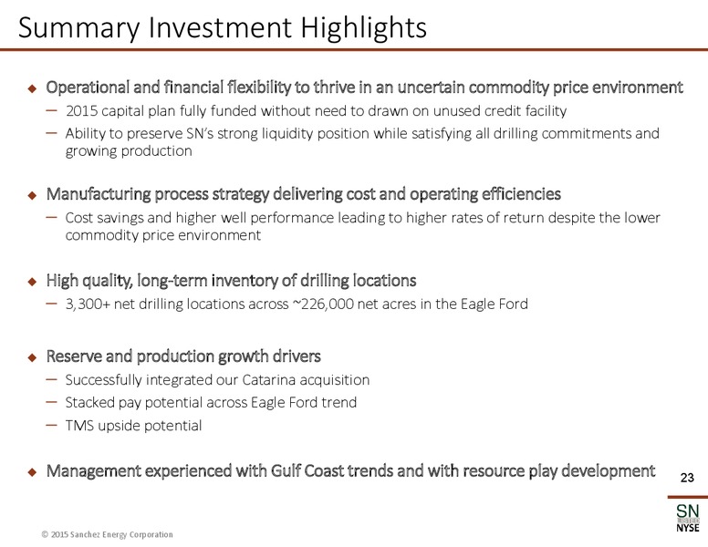 February 2015 Corporate Presentation – Sanchez Energy Corp – slide 20
