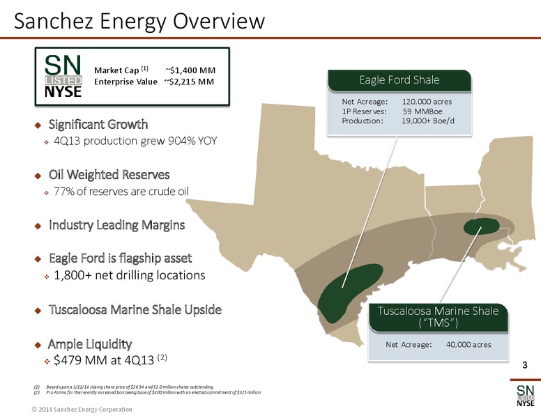 March 2014 Coporate Presentation – Sanchez Energy Corp – slide 2