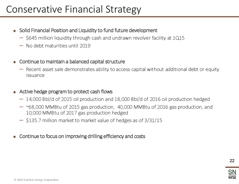 MAY 2015 CORPORATE PRESENTATION – Sanchez Energy Corp – slide 19