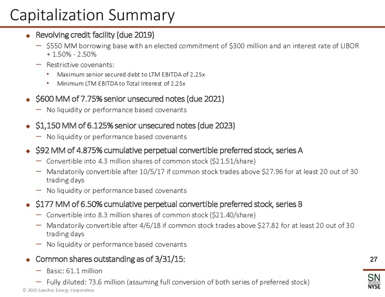 MAY 2015 CORPORATE PRESENTATION – Sanchez Energy Corp – slide 23