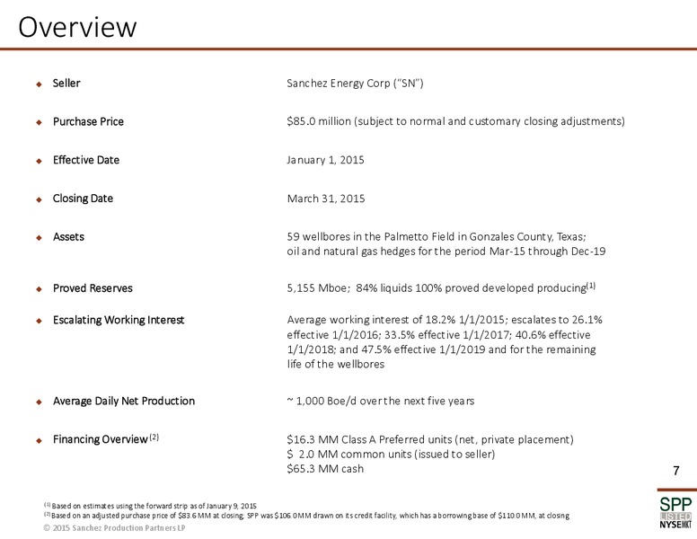 INVESTOR PRESENTATION – Sanchez Midstream Partners LP – slide 6