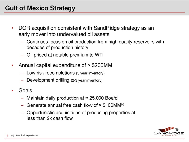 RBC CAPITAL MARKETS GLOBAL ENERGY AND POWER CONFERENCE – Sandridge Energy, Inc. – slide 13