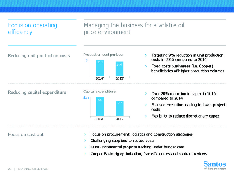 INVESTOR SEMINAR – Santos Limited – slide 19