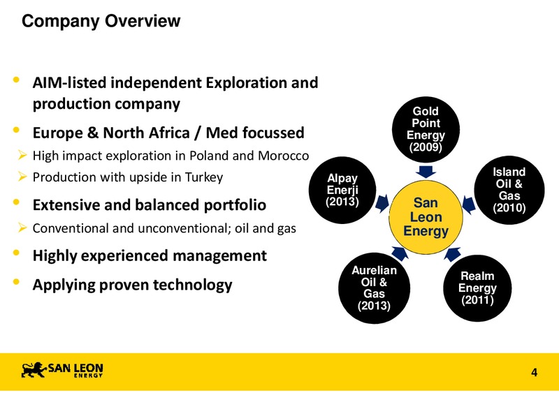 Macquarie Oil and Gas Explorers Conference – San Leon Energy – slide 3