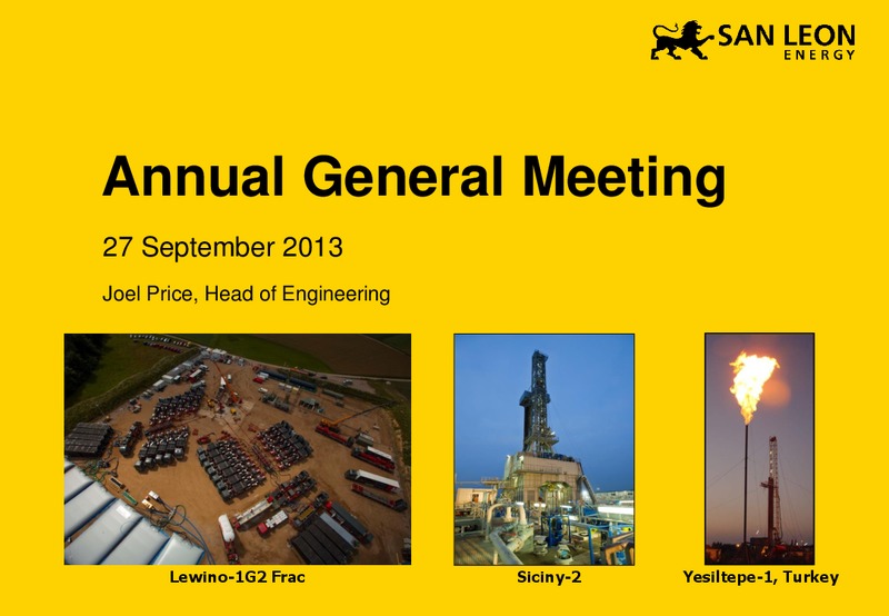 AGM – San Leon Energy – slide 1