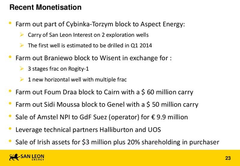 AGM – San Leon Energy – slide 22