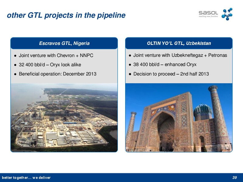 APRIL 2013 INVESTOR STRATEGY – Sasol Limited – slide 38