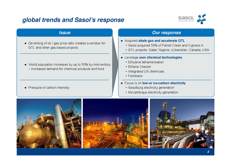 OCTOBER 2012 INVESTOR PRESENTATION – Sasol Limited – slide 2