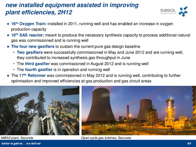 NOVEMBER 2012 INVESTOR PRESENTATION – Sasol Limited – slide 61