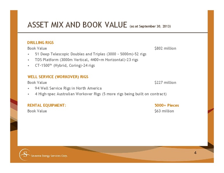 Investor Presentation – Savanna Energy Services Corp. – slide 4
