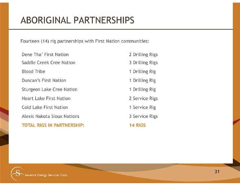 GLOBAL HUNTER SECURITIES ENERGY CONFERENCE – Savanna Energy Services Corp. – slide 31