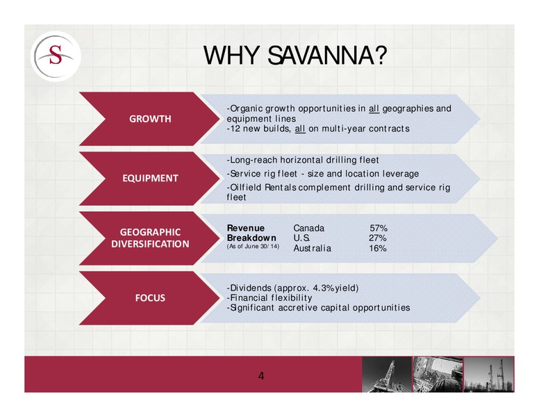 PETERS & CO 18TH ANNUAL ENERGY CONFERENCE – Savanna Energy Services Corp. – slide 4