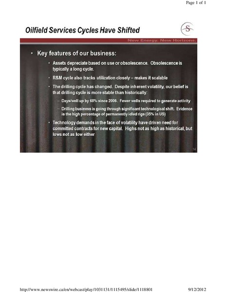 PETERS & CO LIMITED NORTH AMERICAN ENERGY CONFERENCE – Savanna Energy Services Corp. – slide 14