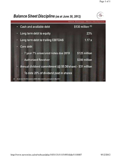 PETERS & CO LIMITED NORTH AMERICAN ENERGY CONFERENCE – Savanna Energy Services Corp. – slide 17