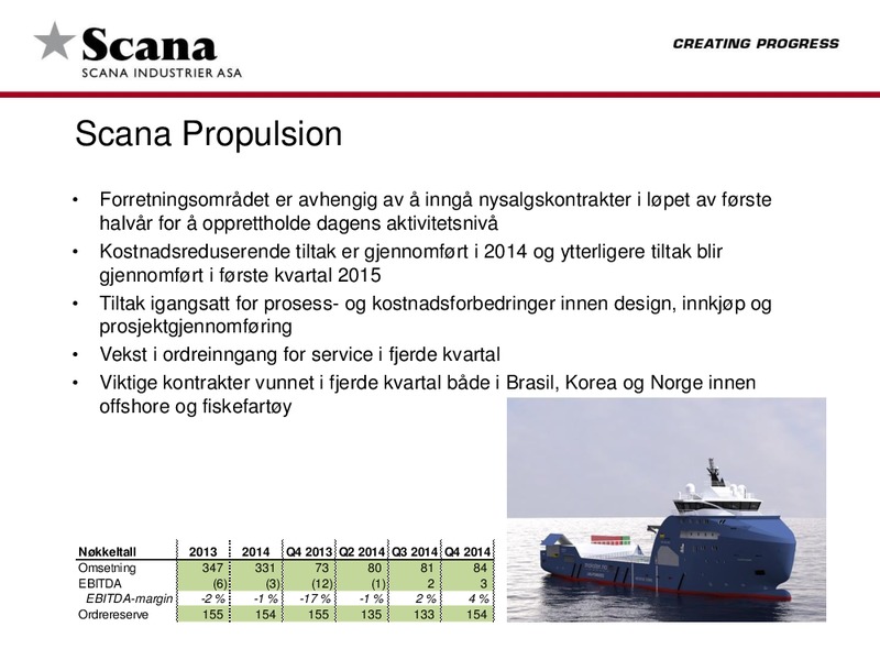 Regnskap etter 4 kvartal 2014 – Scana Corporation – slide 10