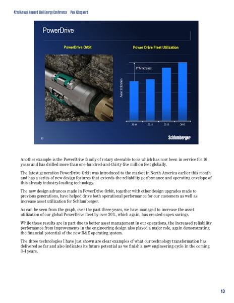 HOWARD WEIL ENERGY CONFERENCE – Schlumberger Limited – slide 13