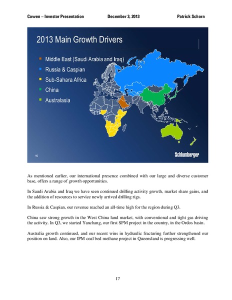 COWEN COMPANY ULTIMATE ENERGY CONFERENCE – Schlumberger Limited – slide 17