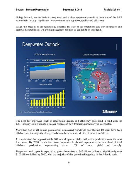 COWEN ULTIMATE ENERGY CONFERENCE – Schlumberger Limited – slide 14
