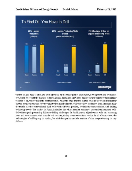 CREDIT SUISSE 20TH ANNUAL ENERGY SUMMIT – Schlumberger Limited – slide 11