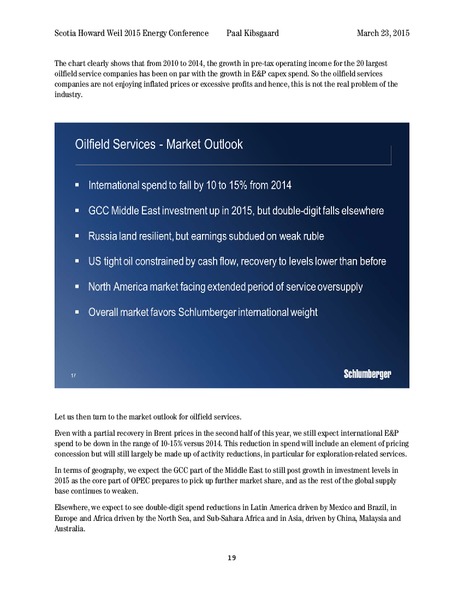 Scotia Howard Weil 2015 Energy Conference – Schlumberger Limited – slide 19
