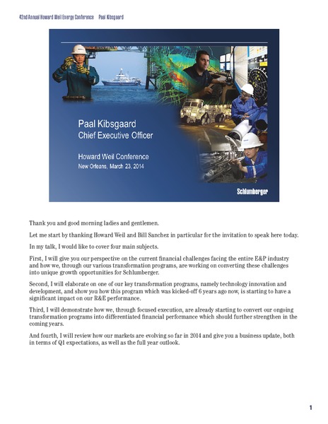42nd Annual Howard Weil Energy Conference – Schlumberger Limited – slide 2