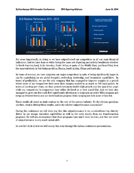 Investor Conference 2014 – Schlumberger Limited – slide 7