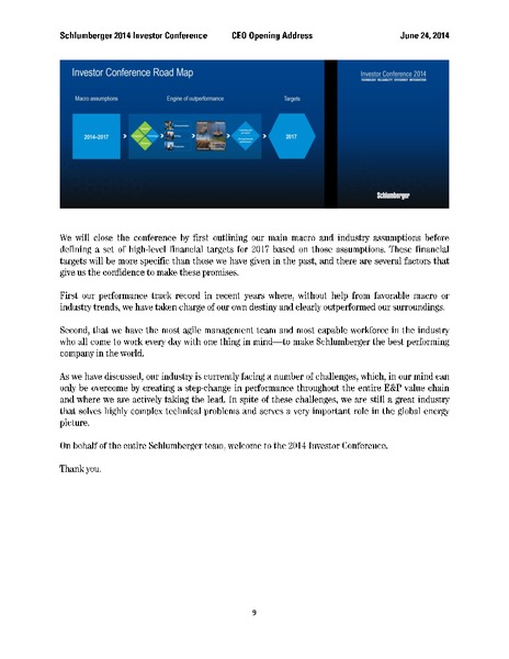 Investor Conference 2014 – Schlumberger Limited – slide 9