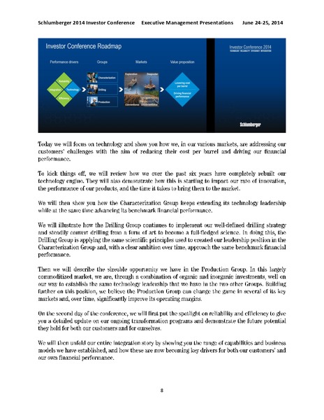 2014 Investor Conference Executive Management Presentations – Schlumberger Limited – slide 8