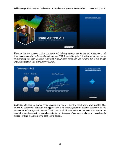2014 Investor Conference Executive Management Presentations – Schlumberger Limited – slide 11